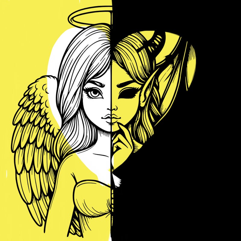 realistic angel half demon