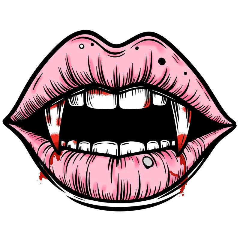 lips with vampire teeth