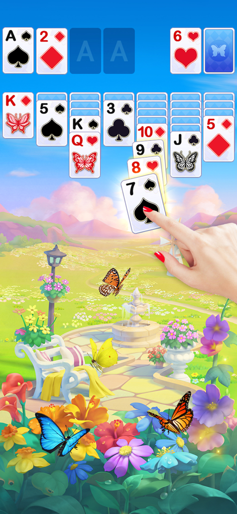 Solitaire Butterfly - Classic solitaire game with a peaceful garden and butterfly theme.