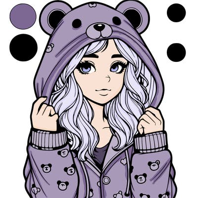 realistic girl in a animal pjs hoodie