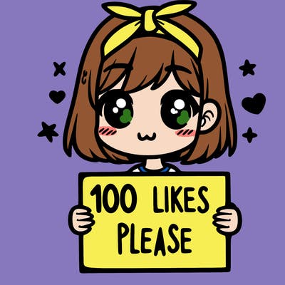 girl holding sign saying 100 likes please