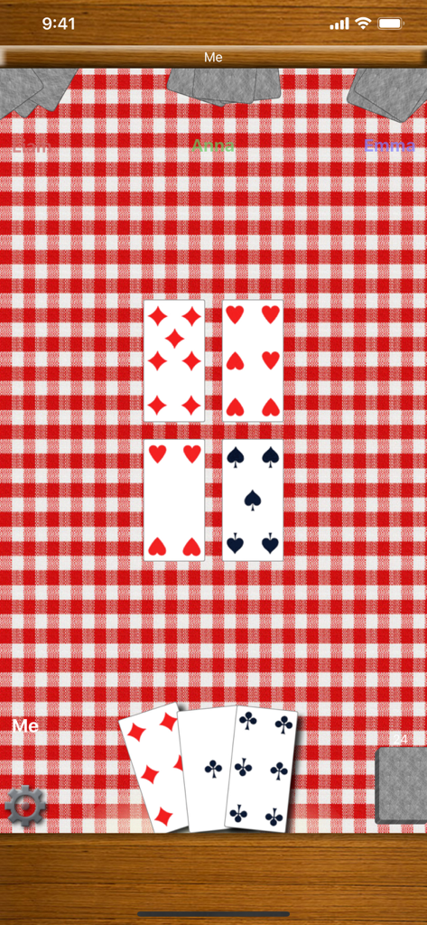 Scopa! - Jugabilidad del juego de cartas digital Scopa sobre un fondo de mantel a cuadros rojos y blancos