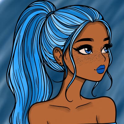 a beautiful and realistic girl with a high pony tail