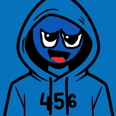 a person with non face waering a hoodie with a 456 symbol