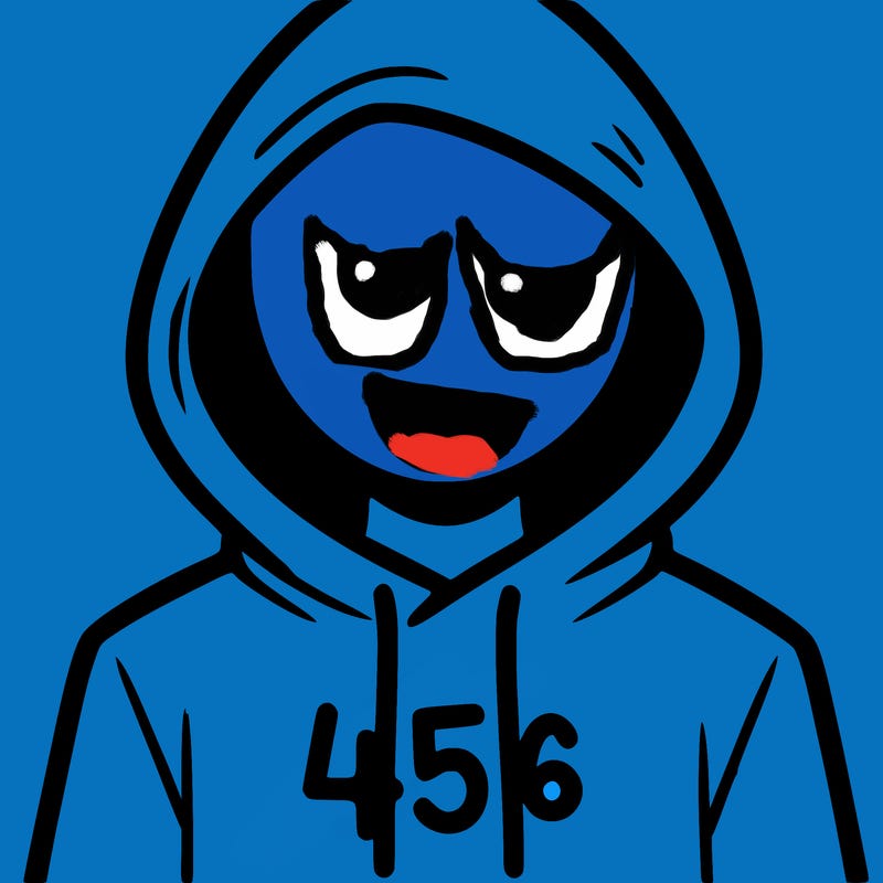 a person with non face waering a hoodie with a 456 symbol