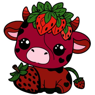 cute strawberry cow
