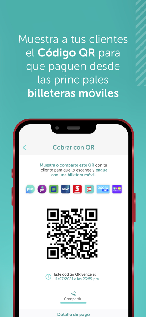 izipay - Izipay mobile app screen displaying a QR code to collect payments from various digital wallets