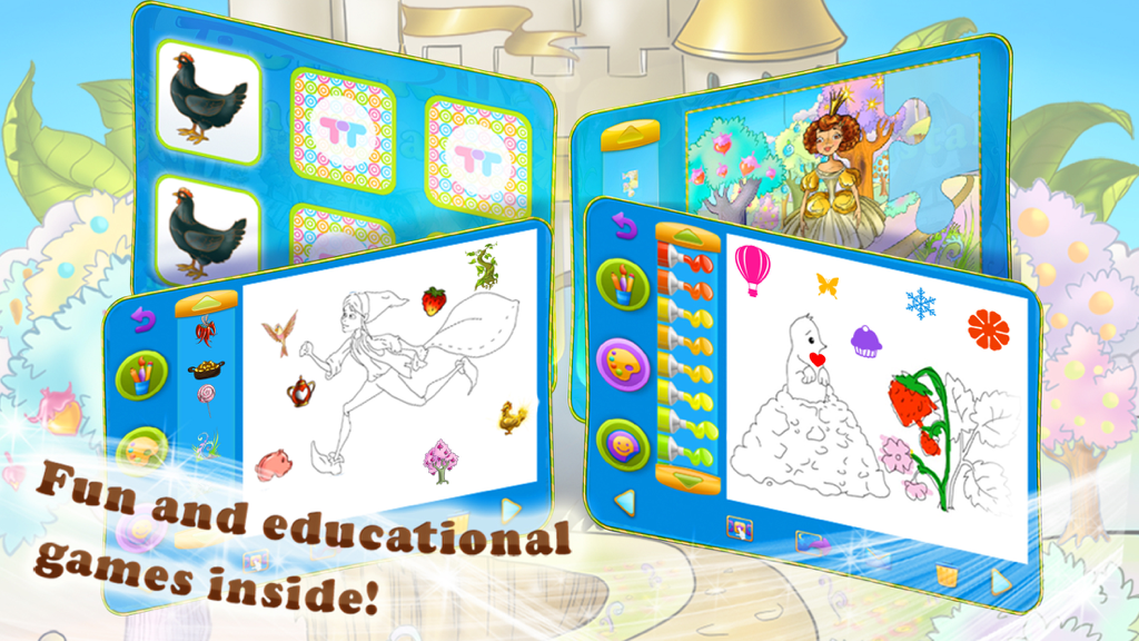 Jack and the Beanstalk Book - A collection of mini games for kids including coloring pages jigsaw puzzles and memory matching from the Jack and the Beanstalk app