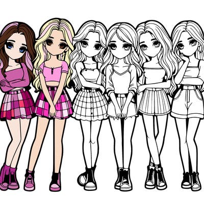 a group of girls realistic