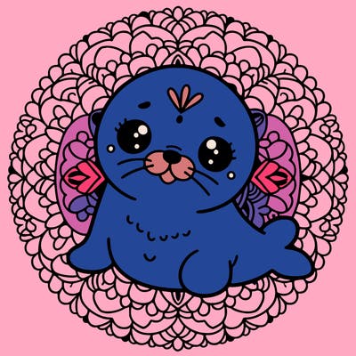 a cute baby seal mandala