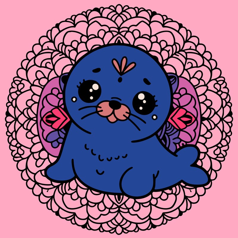 a cute baby seal mandala