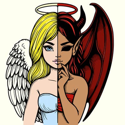 realistic angel half demon