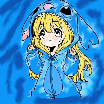 anime girl in a stitch onsie