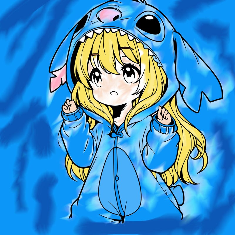 anime girl in a stitch onsie