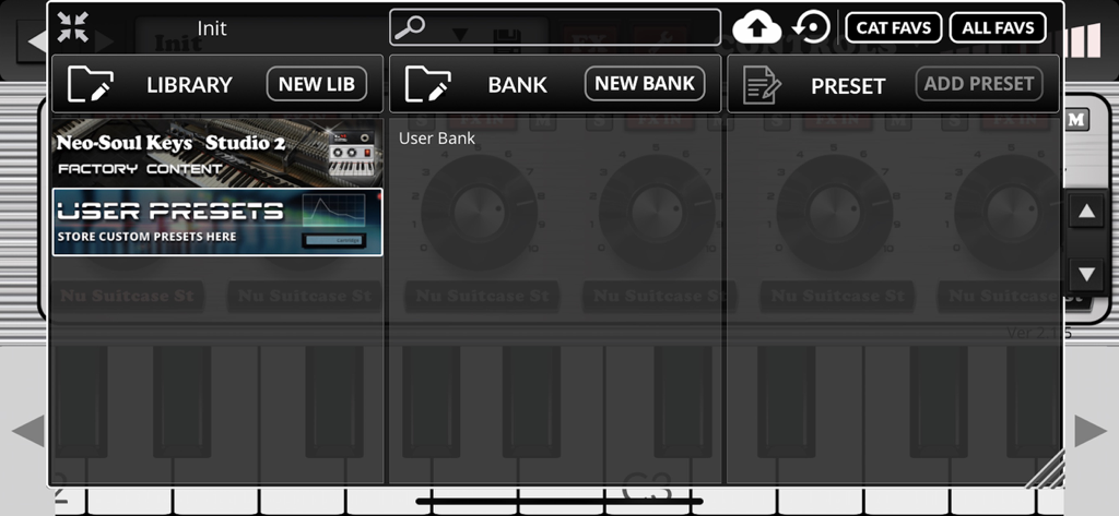 Neo Soul Keys Studio 2 library and preset management interface