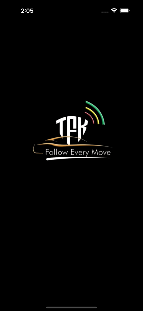 IAI TRACK PRO - IAI TRACK PRO App-Startbildschirm mit dem TRK-Logo und dem Slogan 'Follow Every Move'