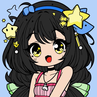cute anime girl with star accessories