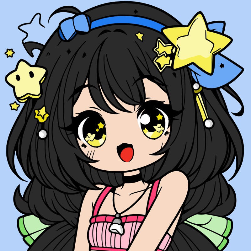cute anime girl with star accessories