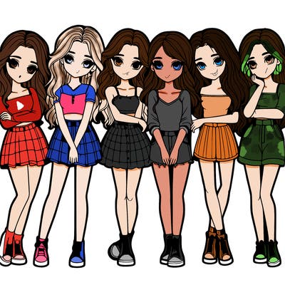 a group of girls realistic