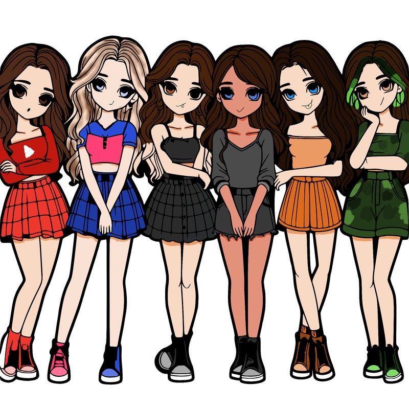 a group of girls realistic