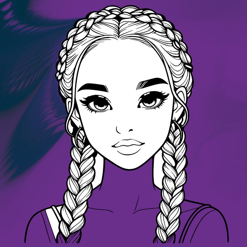 realistic girl with braids