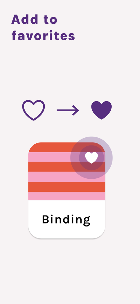 Quilt Geek Quilting Calculator - Graphic demonstrating how to add a quilt binding calculator to favorites using a heart icon