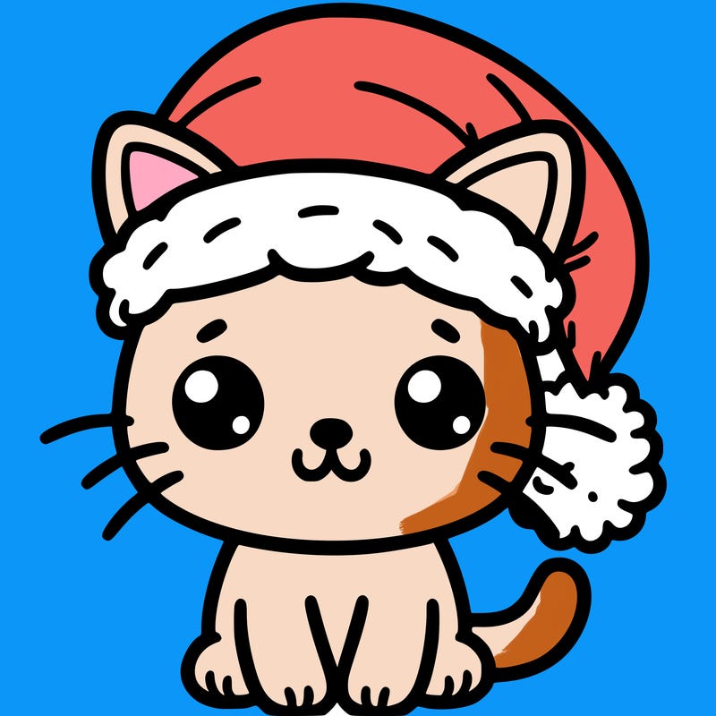 kitty with santa hat on
