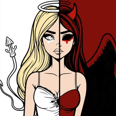 devil vs angel realistic girl