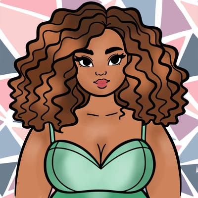 pretty plus sized woman with curly hair