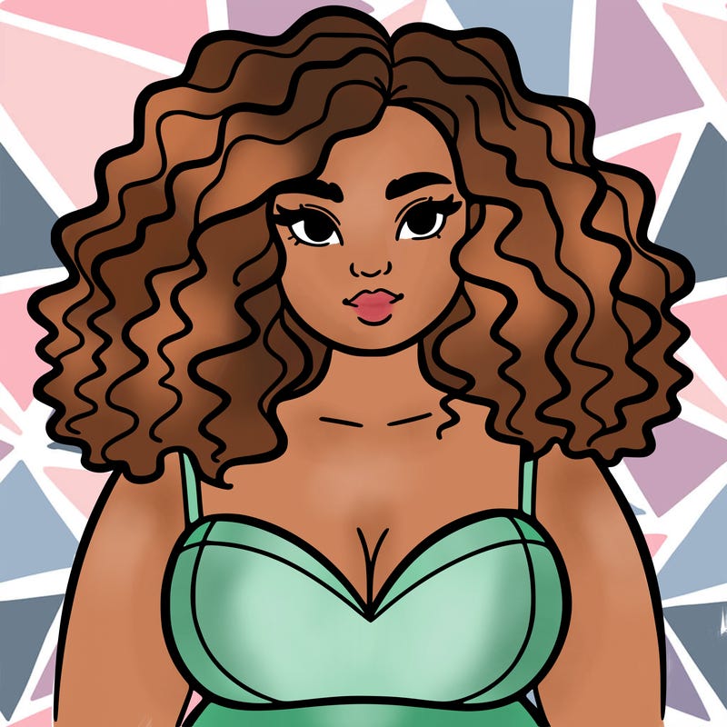 pretty plus sized woman with curly hair