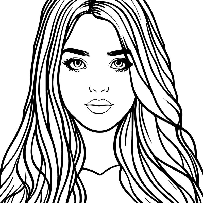 niña con pelo largo no demasiado realista y ojos realistas