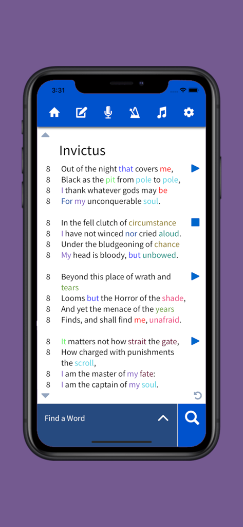 Lyric Notepad - Song Writing - Lyric Notepad app interface showing syllable counter and rhyme matching tools
