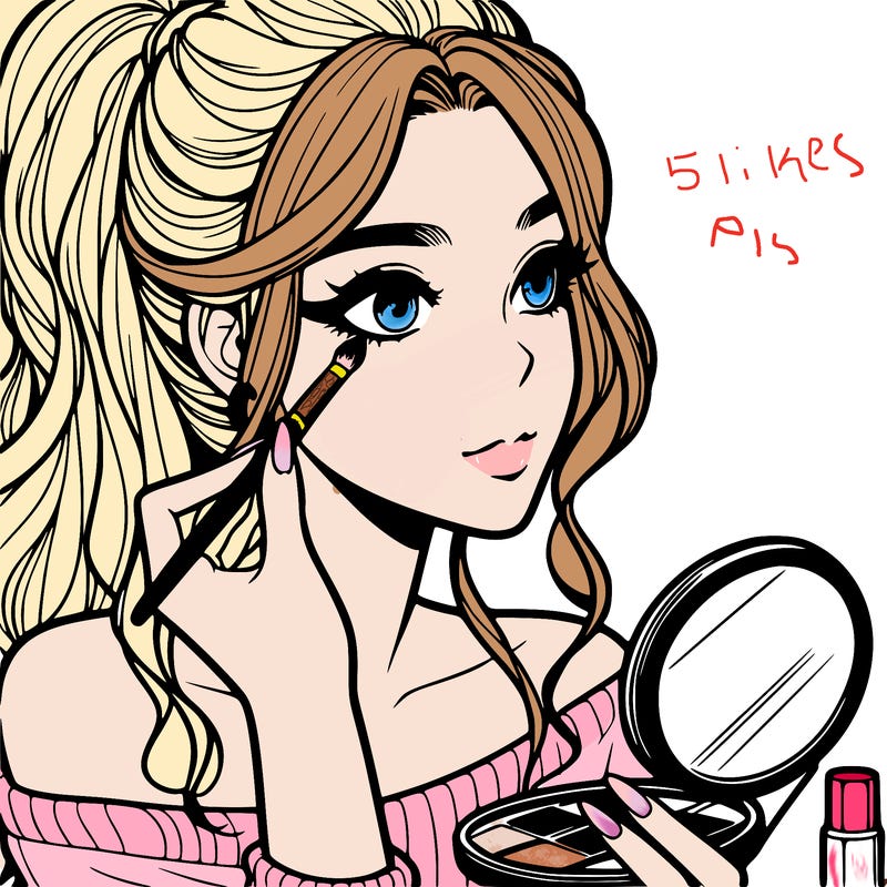 a realistic girl doing her makeup