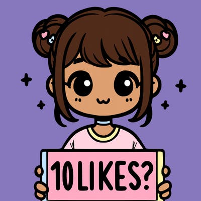 cute girl that is holding a sign that says 10 likes?