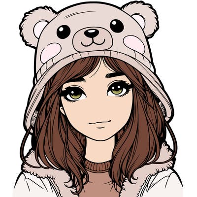realistic girl with bear hat