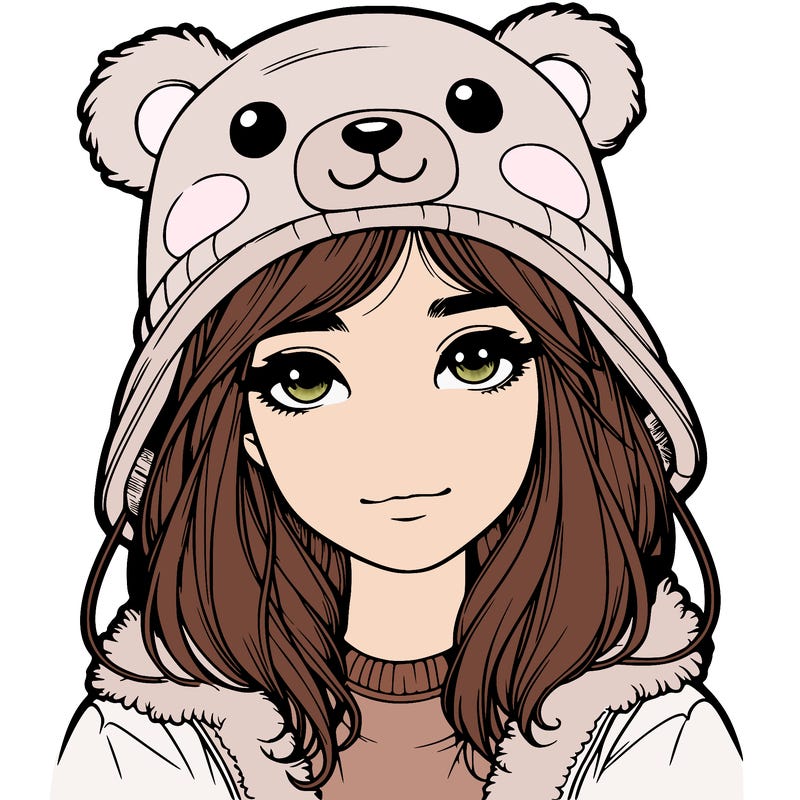 realistic girl with bear hat