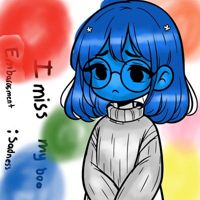sad girl with glasses in a sweater