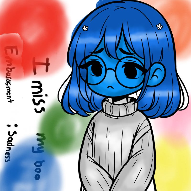 sad girl with glasses in a sweater