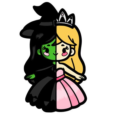 half girl witch half girl princess
