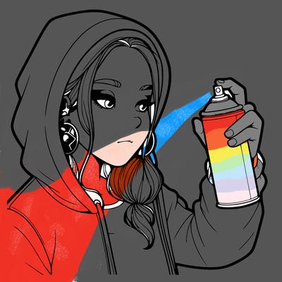 a realistic girl, spray painting