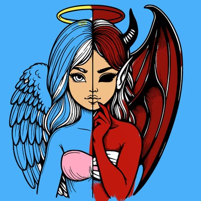 realistic angel half demon