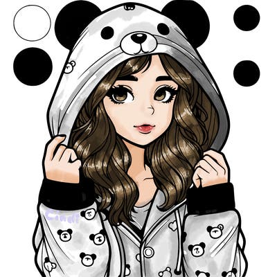 realistic girl in a animal pjs hoodie