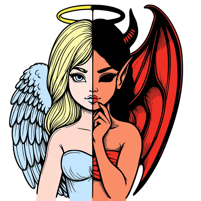 realistic angel half demon