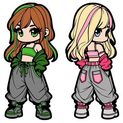 girl in crop top and baggy pants