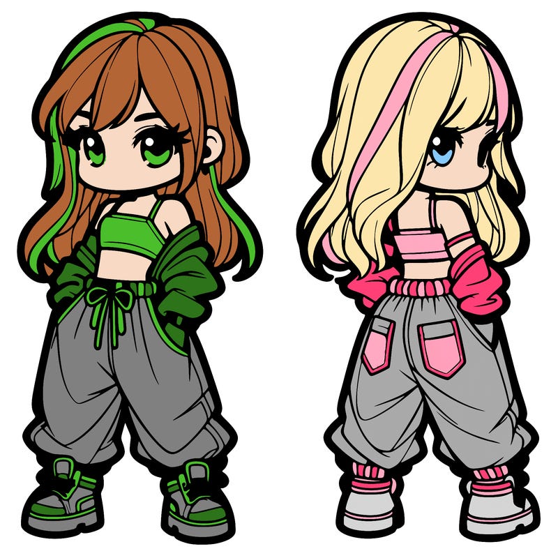 girl in crop top and baggy pants