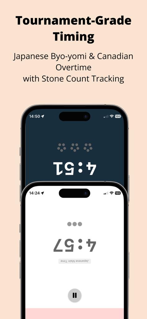 Game Clock Pro - Game Clock Pro app interface displaying professional tournament timing systems for Japanese Byoyomi and Canadian Overtime.