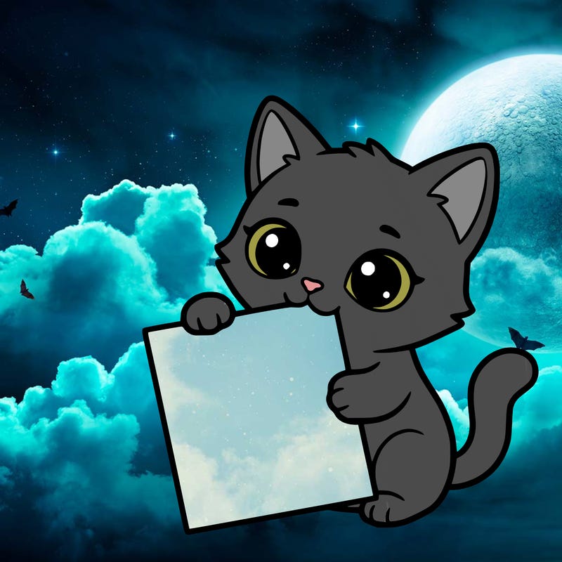 a small cat with a blank sheet of paper in its hand. the cat is sooooooo cute!