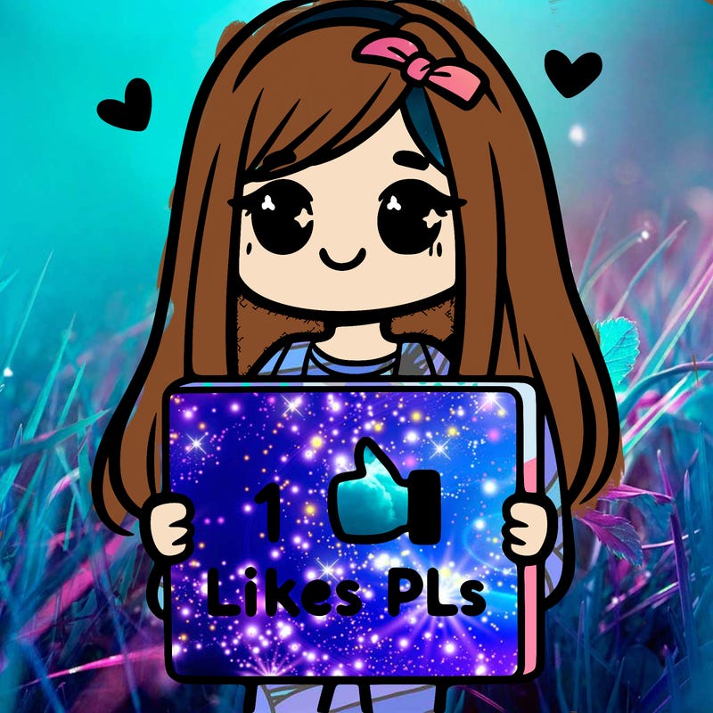 girl holding a sign saying 10 likes pls