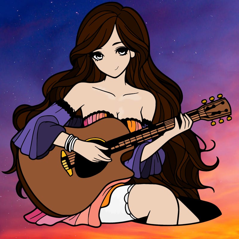 beautiful girl playing the guitar