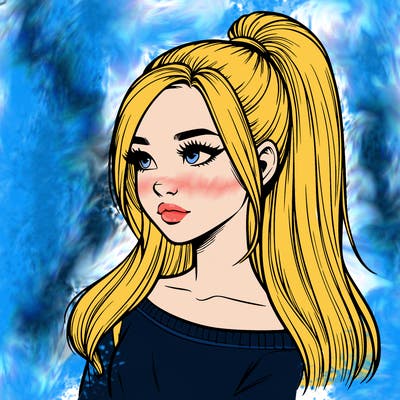 realistic girl with a high ponytail